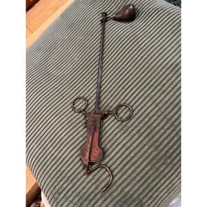 Antique Cast Iron Metal Balance Scale with Hook and Weight